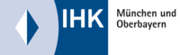 Abbildung Logo weiß-blaue Raute in einem blauen Rechteck und weißer Beschriftung der IHK